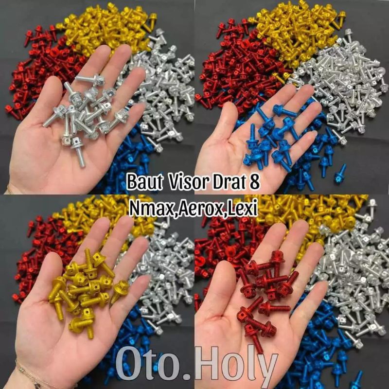 BAUT PROBOLT VISOR PENDEK DRAT 8 BAUT VISOR WINDSHIELD NMAX AEROX LEXI PROBOLT GOLD MERAH BIRU SILVE