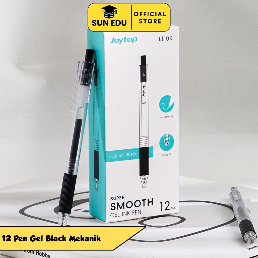 

12PCS Gel Pen Smooth /Pulpen Gel Mekanik 0.5mm Hitam