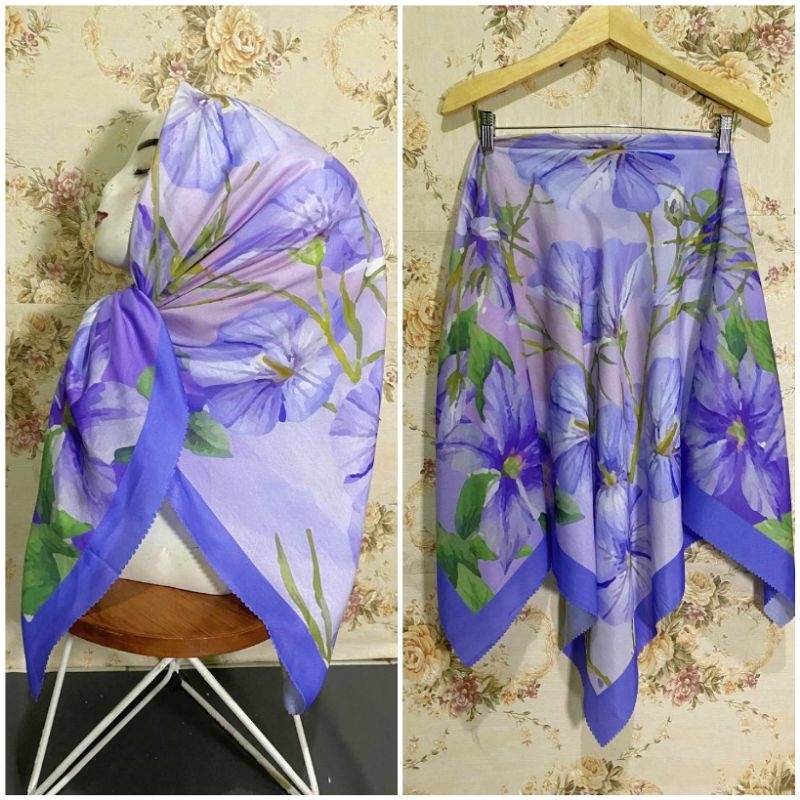 HIJAB SEGI EMPAT VOAL MOTIF SUBLIME KODE 316 UNGU MUDA