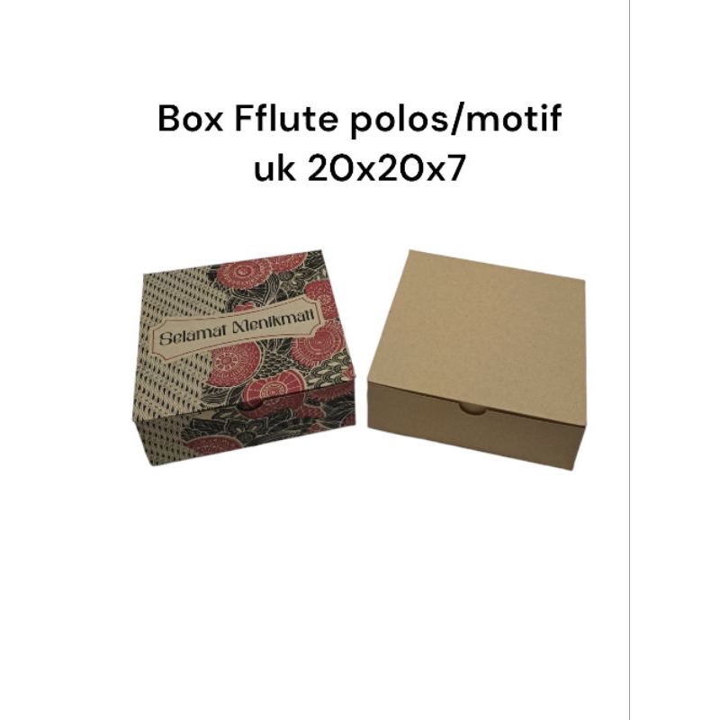 

Box Fflute polos/motif uk 20x20x7 (isi 50pcs).