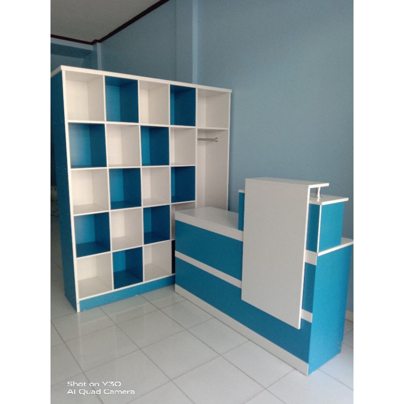 1 paket usaha rak laundry dan meja kasir