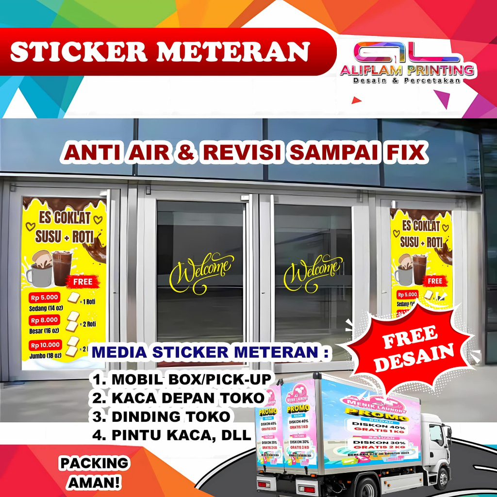 

STICKER METERAN MURAH GRATIS DESAIN | Revisi sampai fix