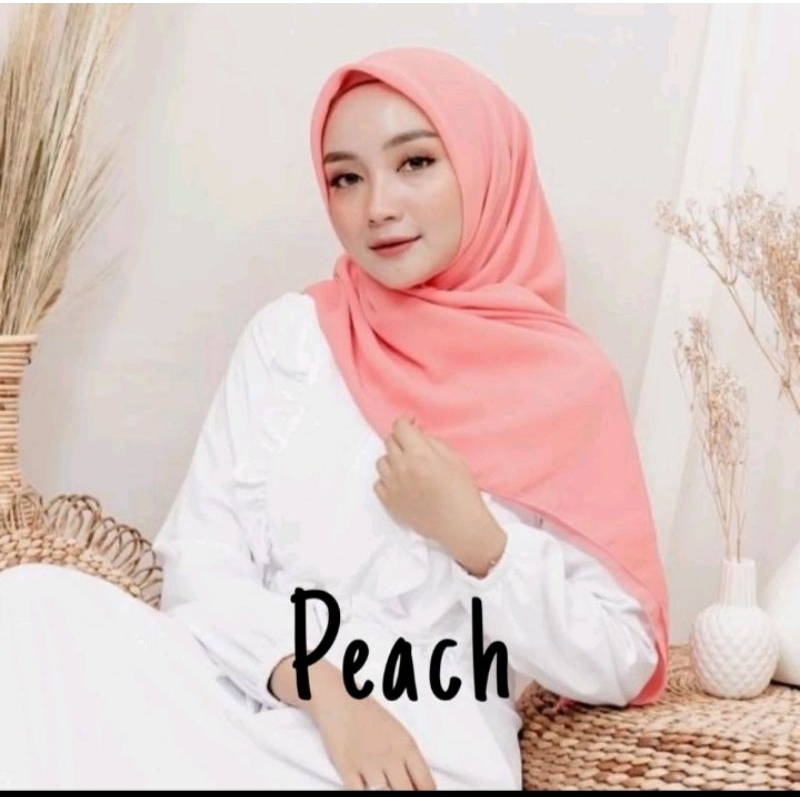Bella Square Hijab Segi Empat Premium Warna Kumplit Premium Peach