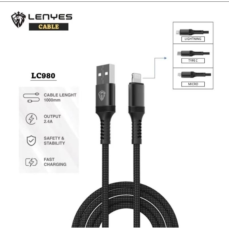 Kabel Dt Lenyes LC-980/ 2,4 amp / Fast Charging
