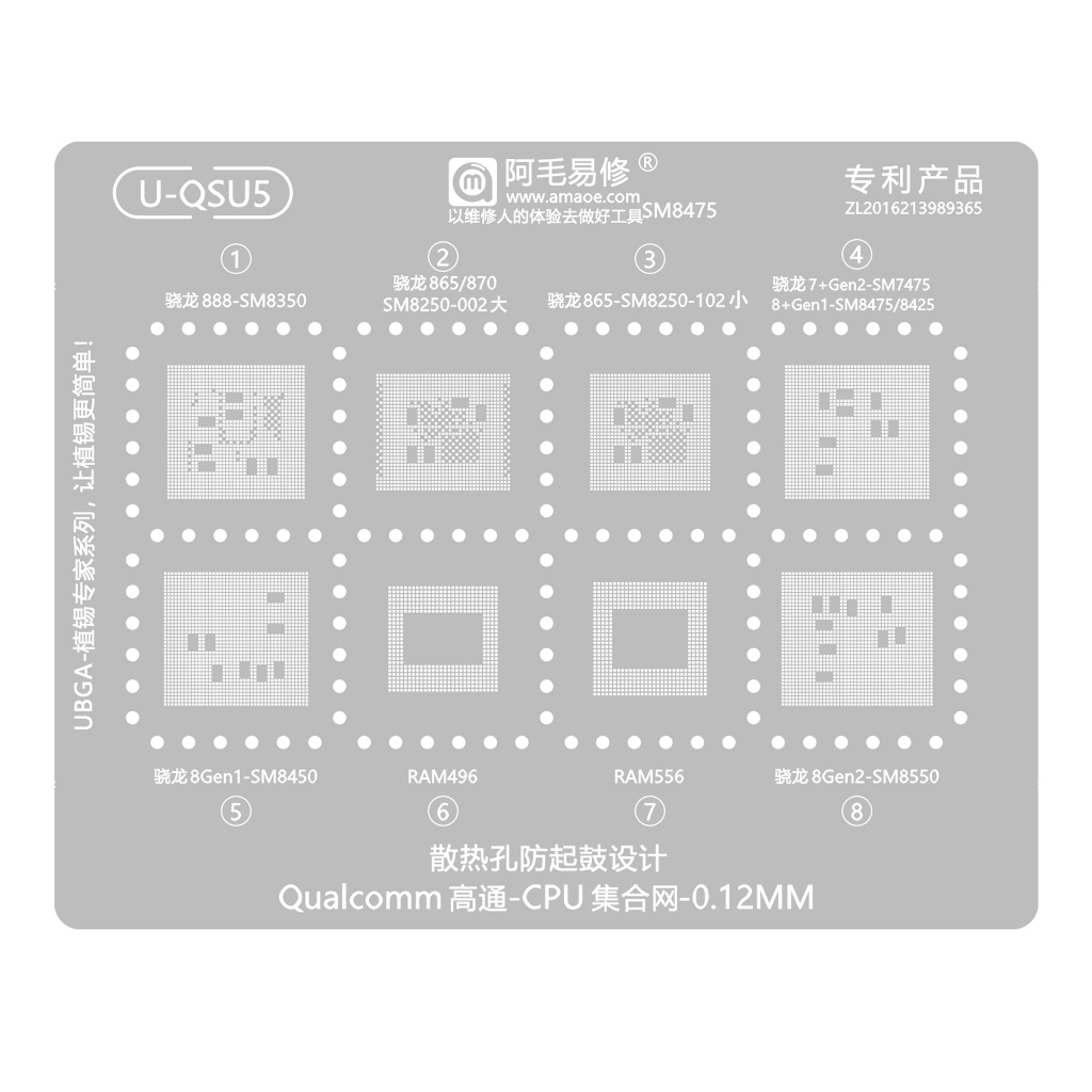 CETAKAN IC AMAOE U-QSU5 QUALCOMM-CPU SET-0.12MM ORIGINAL