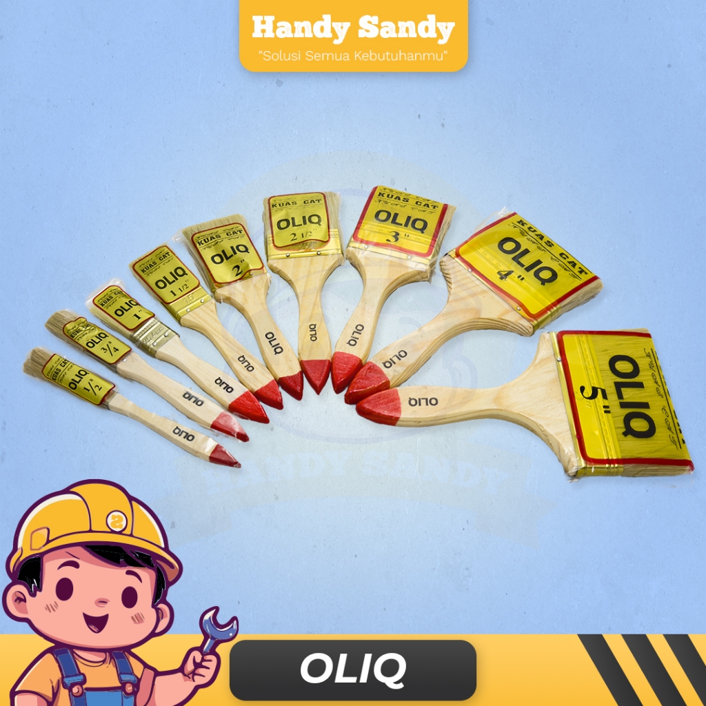 

OLIQ Kuas Cat Bangunan - Gagang Kayu 9 Ukuran Kuas