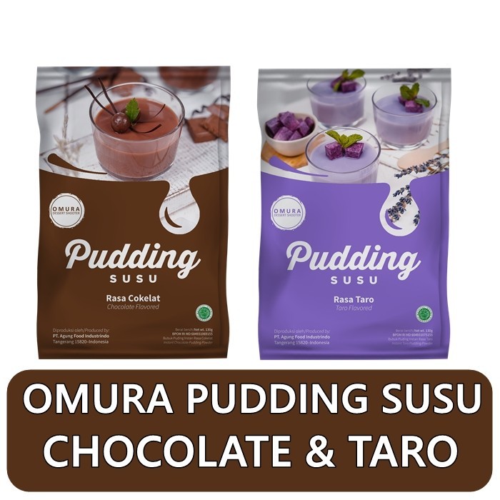 

Omura Pudding susu Chocolate dan Pudding susu taro