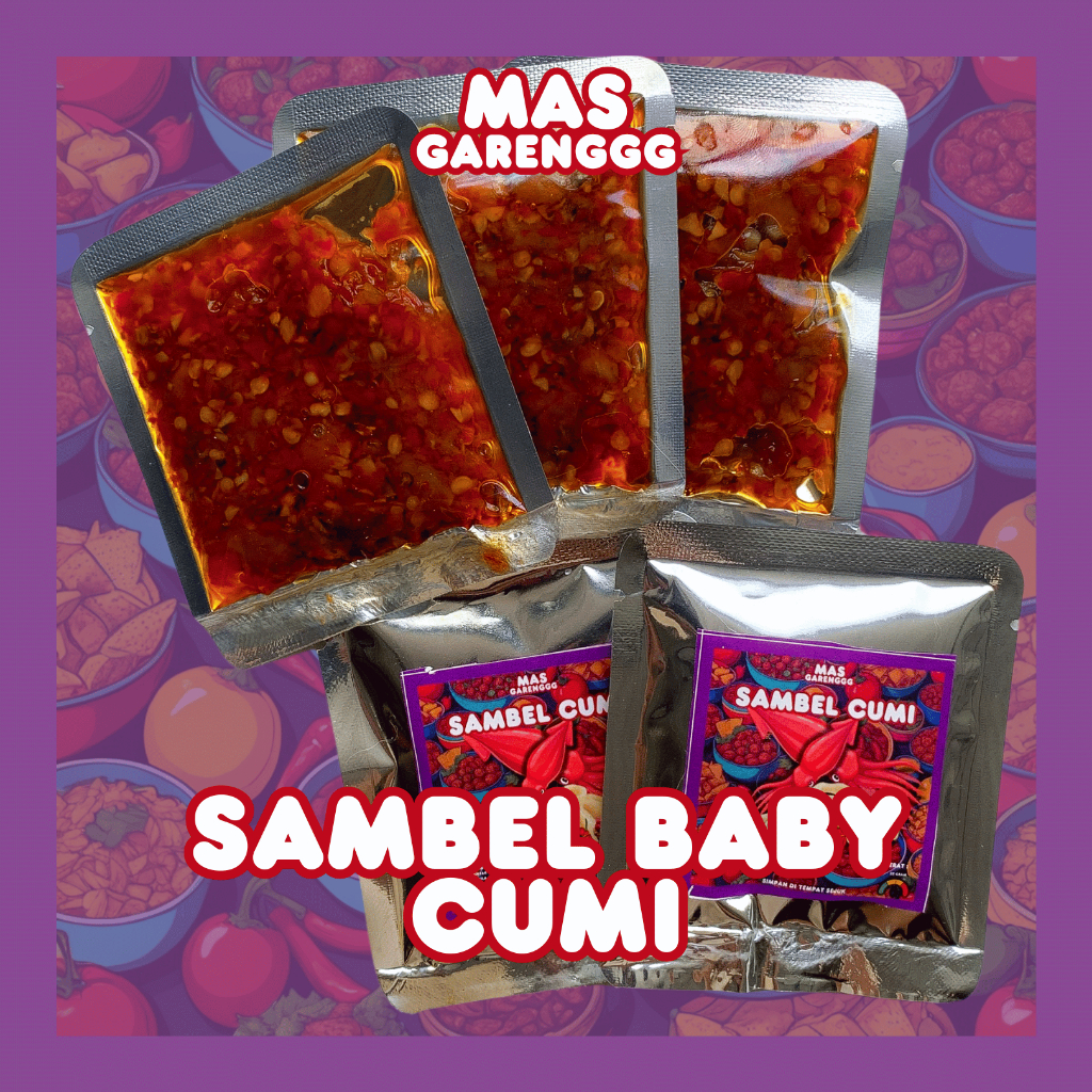 

Sambal Baby Cumi / Cumi Asin Praktis Sachet Mas Garenggg