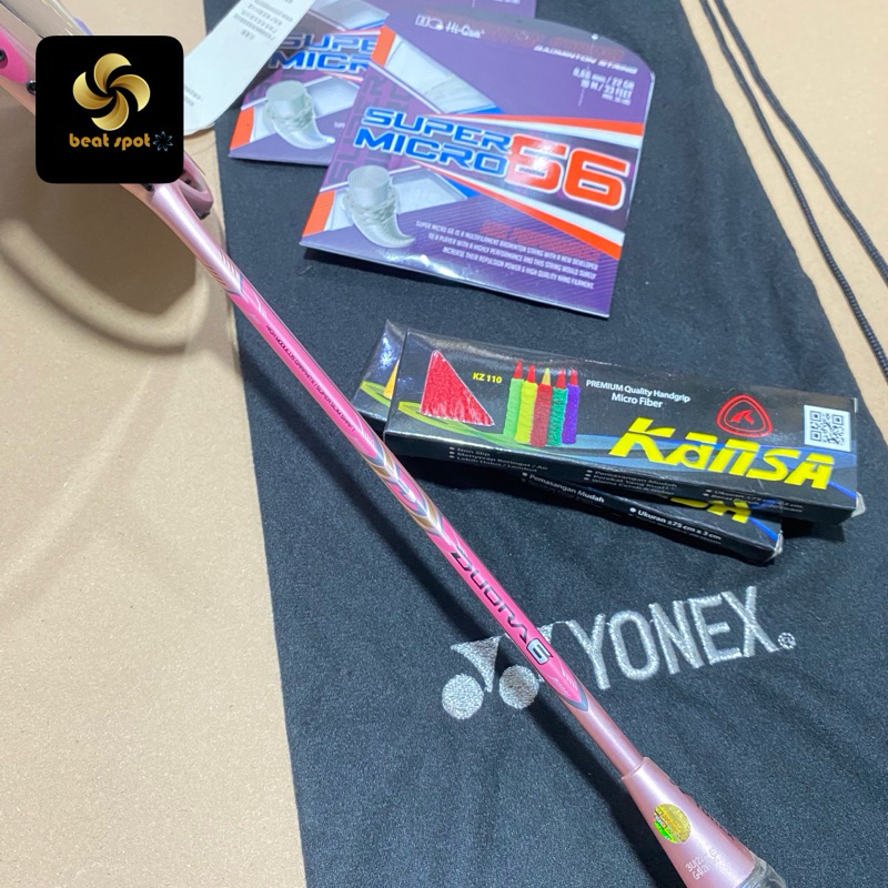 raket badminton duora 6 full carbon premium komplit tas dan grip