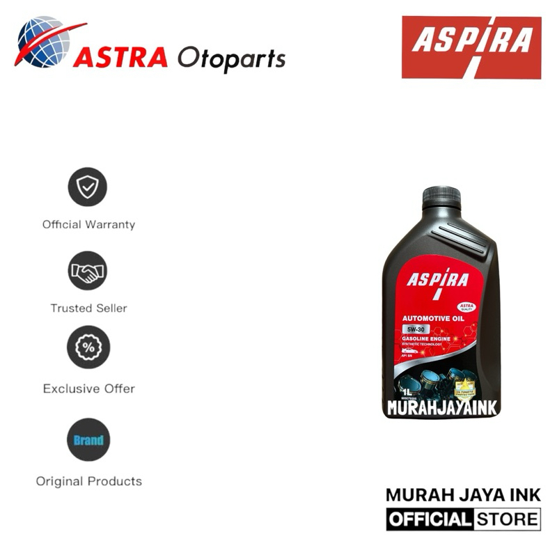 Oli Mesin Mobil / Oli Mobil ASPIRA SYNTHETIC 5W-30 API SN 1L ORIGINAL