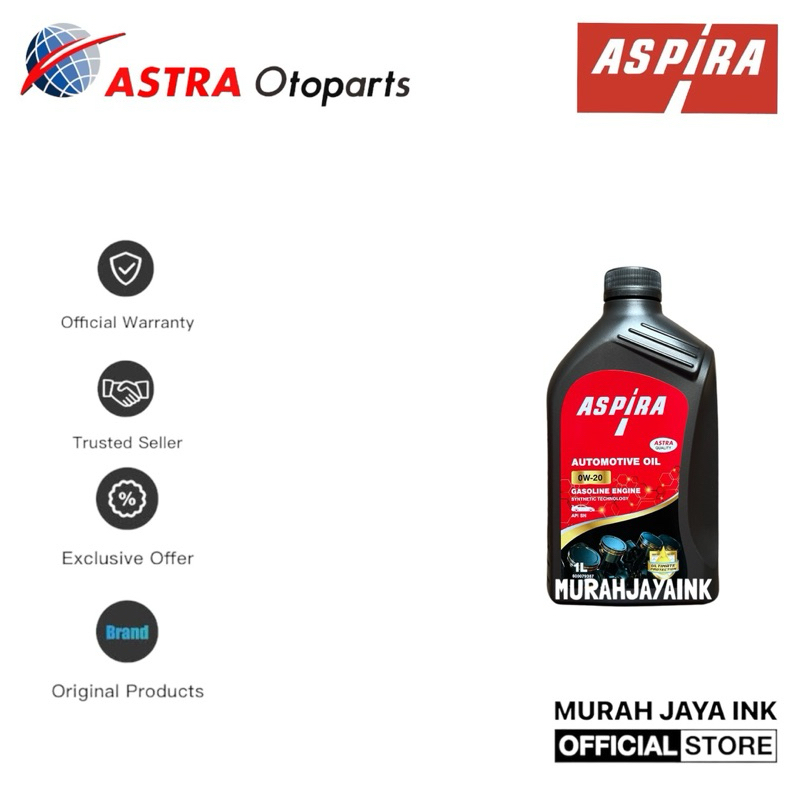 Oli Mesin Mobil / Oli Mobil ASPIRA SYNTHETIC 0W-20 API SN 1L ORIGINAL