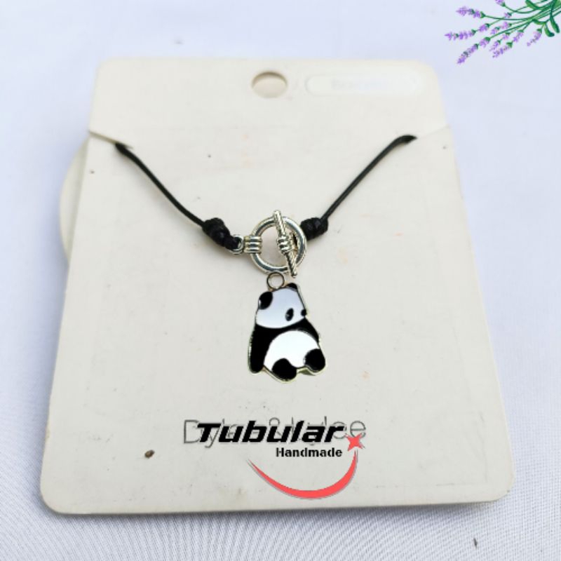 Gelang Wanita Vitage Tali Hitam Korea Motif Panda Liontin Burung