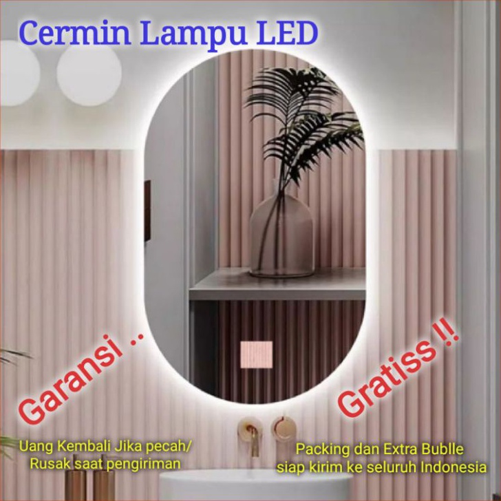 Cermin LED Lampu Cermin Rias Dinding Fashion Aestetick Bulat Oval Tempel Gantung