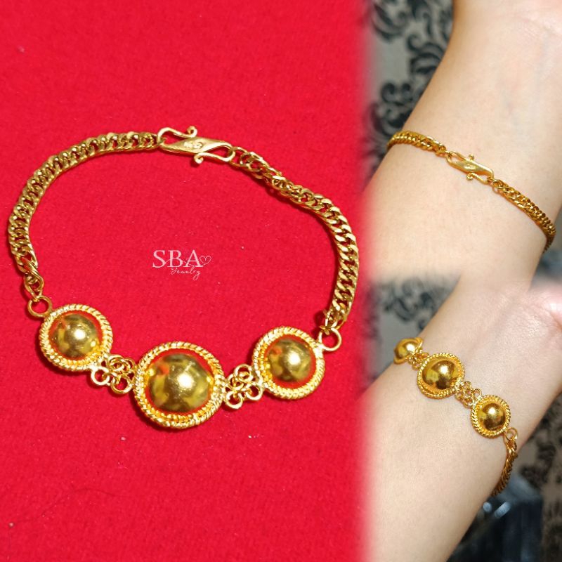 gelang plong kuningan lapis emas