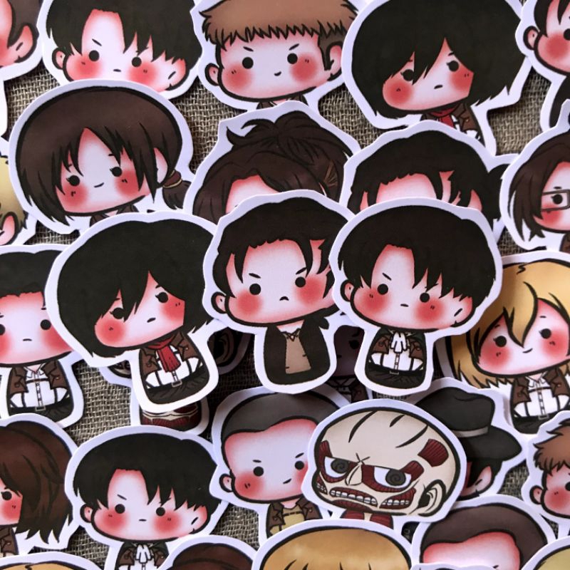 

<anime sticker>16 pcs attack on titan sticker, singeki no kyojin sticker, sticker titan, sticker anime lucu, sticker aesthetic, sticker murah, sticker pack, sticker levi, sticker mikasa, sticker eren