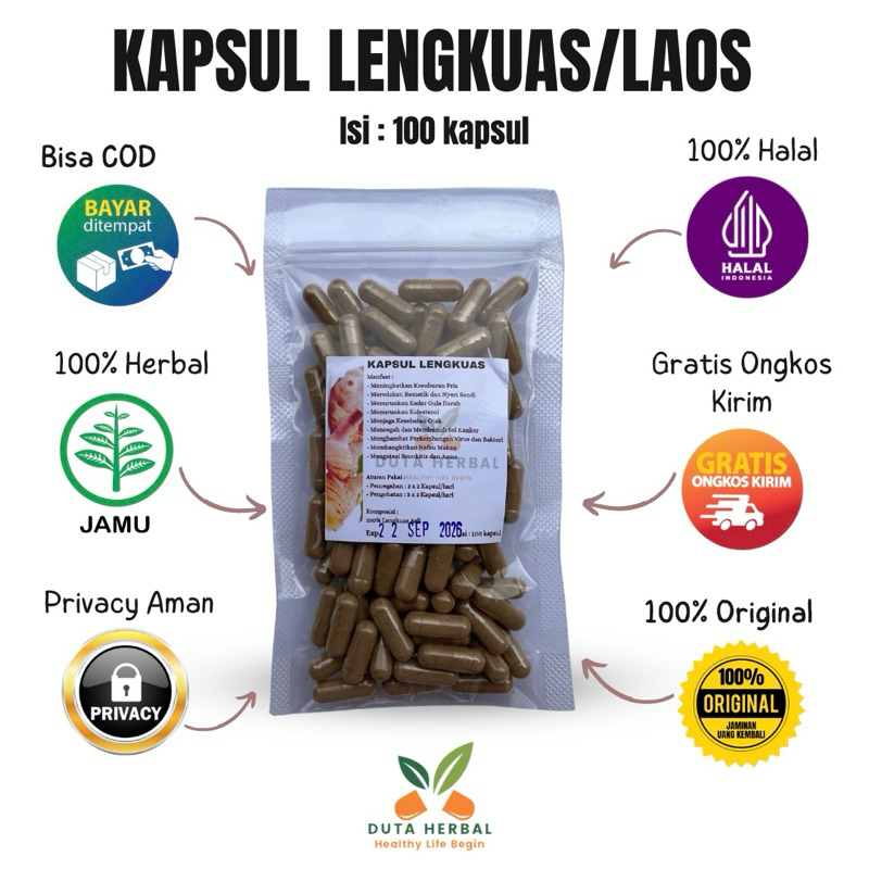 Kapsul Lengkuas / Laos Isi 100 Asli Herbal
