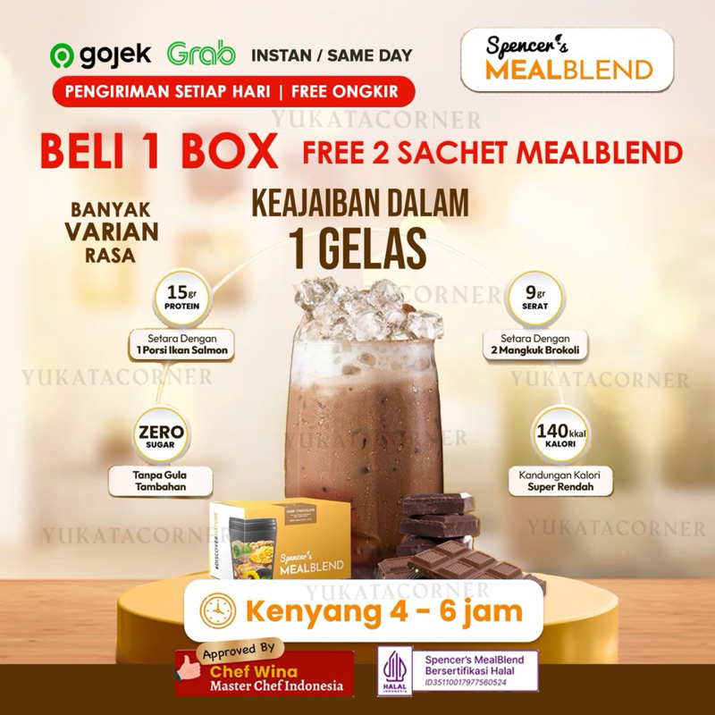 

Spencers MealBlend Sugar 0,5gram [Beli 1 Box Free 2sachet Protein 15gram rendah Kalori 1 box 15sachet BPOM & HALAL