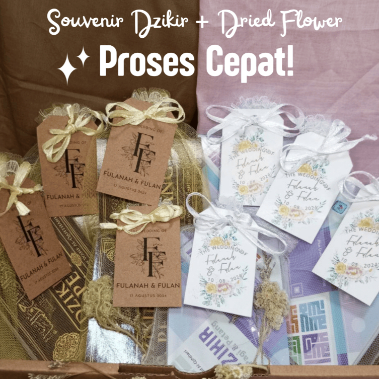 Souvenir Dzikir Pagi Petang + Bunga untuk Pernikahan dan Acara Islami. (+Dzikir Setelah Shalat)