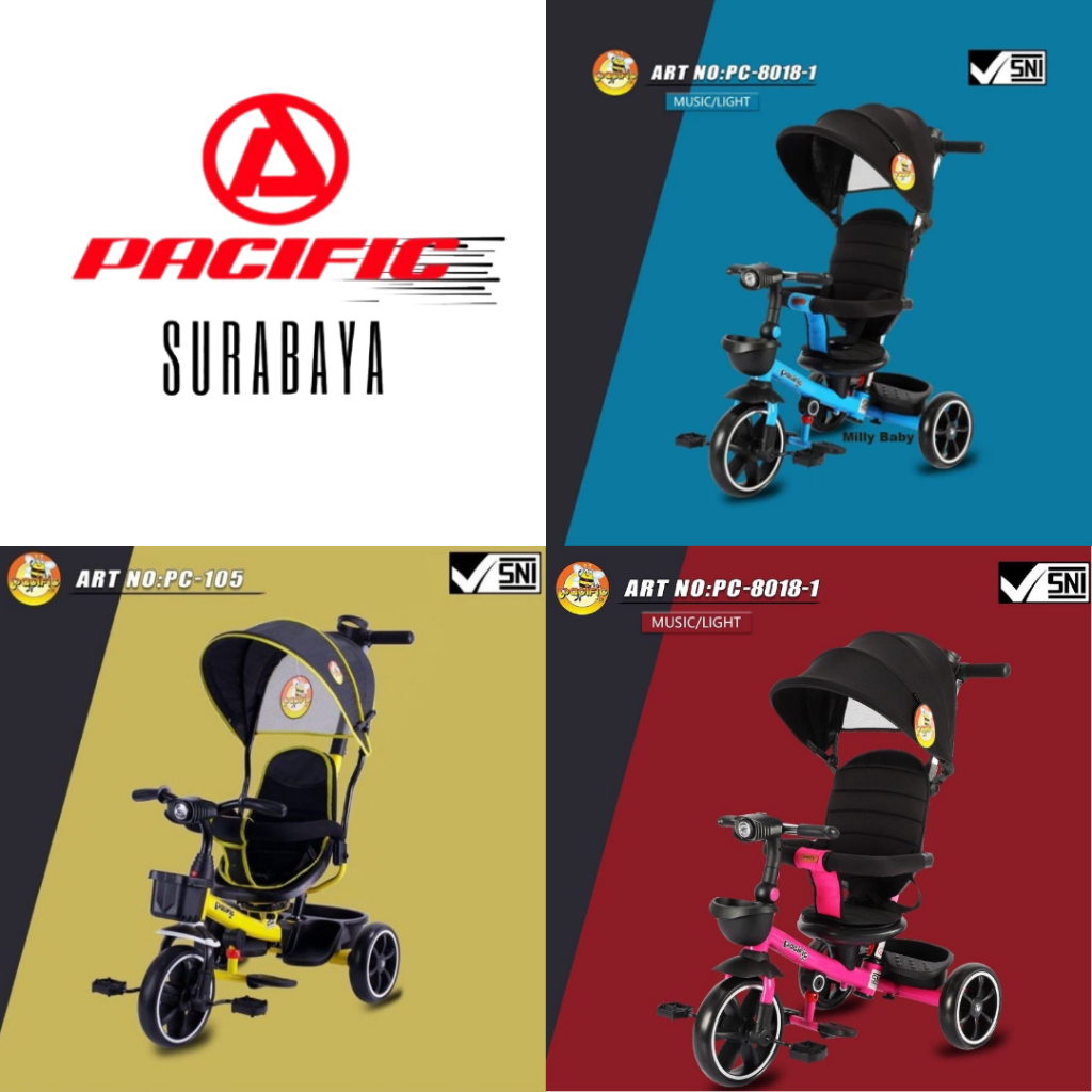 (FREE BUBBLE WRAP) SEPEDA RODA TIGA BABY TRICYCLE PACIFIC 8018-1