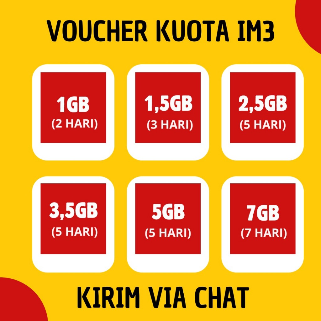 Voucher Kuota Data Indosat Murah Kuota Full - Voucher Kuota Data IM3 Murah Kirim Kode Via Chat