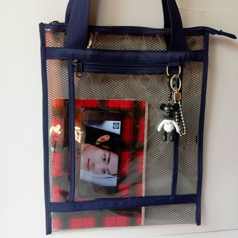 tas Tote Bag slempang Bahu Wanita Resleting untuk Buku paket Sekolah Kerja Bahan Tebal Pvc Mika Beni