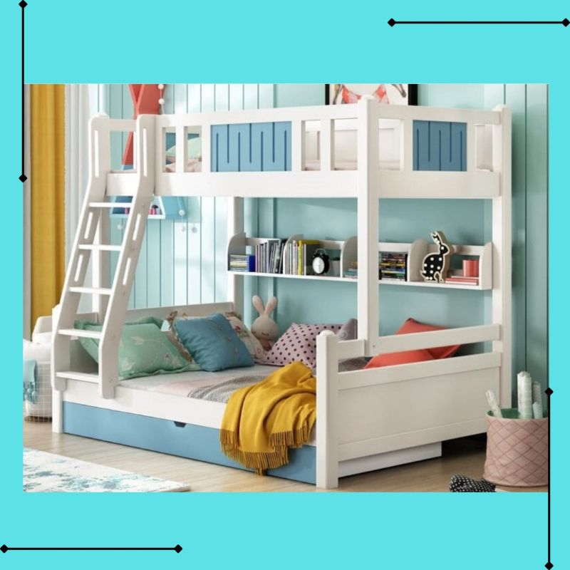 Bunk Bed Dewasa Minimalis 3 Tingkat, Tempat Tidur Anak Remaja Laki Murah, Kasur Tingkat 2 Custom Lac