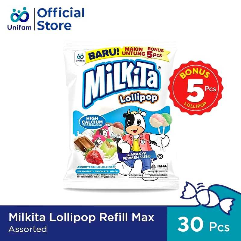 

Ay00! Milkita Milk Lollipop Refill Max BARU Isi 30 Pcs @ 9 Gr