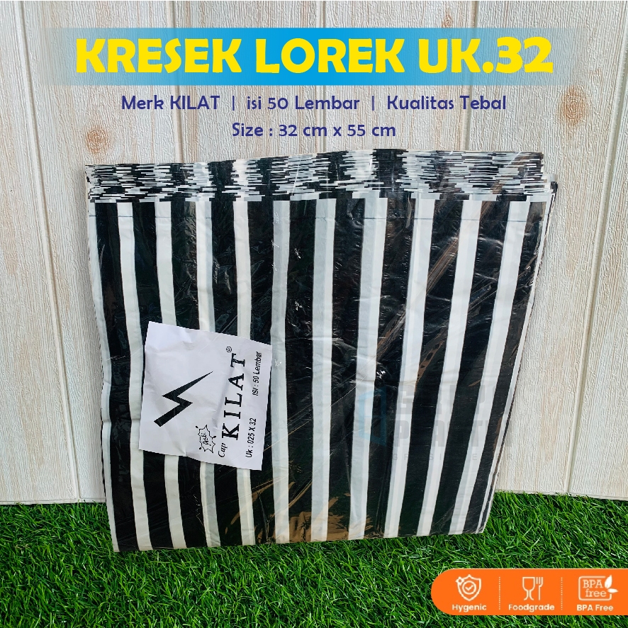 [50 lembar] Kresek Besar Poleng Ukuran 32 | Kresek Lorek Besar | Kresek Hitam Putih