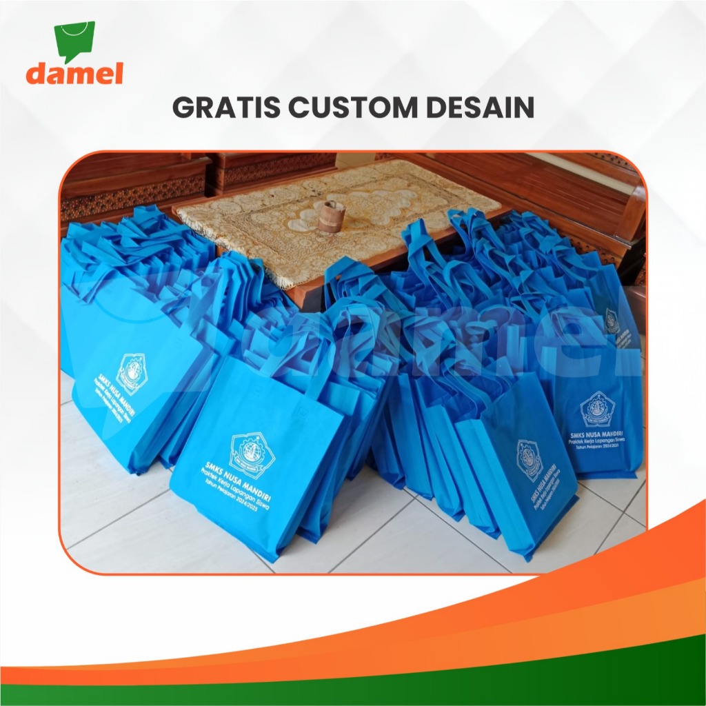 

TOTEBAG SPUNBOND SABLON GRATIS DESAIN CUSTOM PERNIKAHAN, ULANG TAHUN, HAMPERS INSTANSI DLL | MIN ORDER 100 PCS