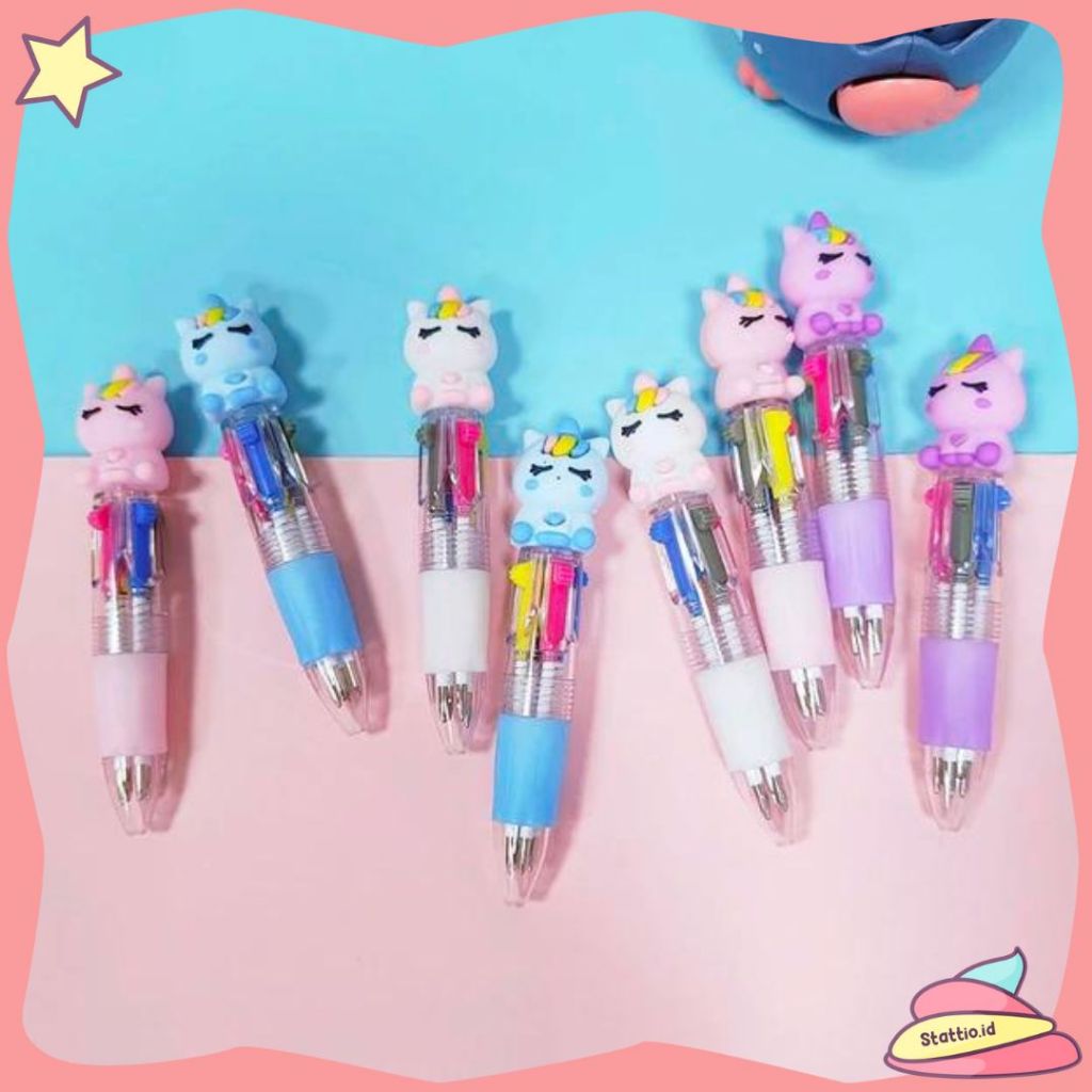 

Pena 4 Warna Pendek Unicorn Pulpen Mini Bolpen Bollpoint Bolpoin Kuda Poni