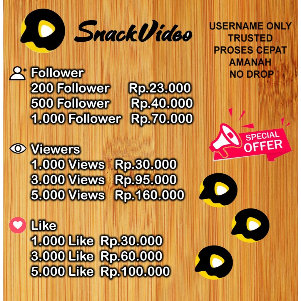 SNACKVIDEO FOLLOWER VIEW LIKE AMANAH PROSES CEPAT
