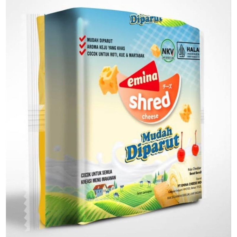 

Keju chedar Emina shred kemasan 250gr