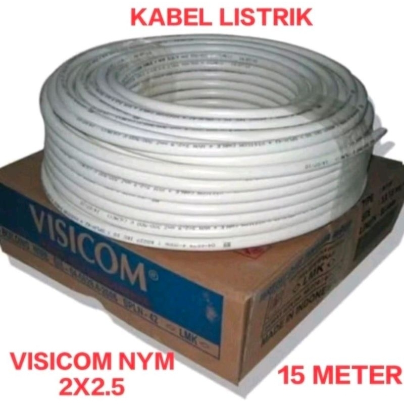 KABEL LISTRIK VISICOM NYM 2X2.5 (15 METER) ECERAN KABEL VISICOM TEMBAGA ASLI 15 METER