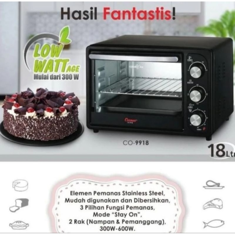 Oven Cosmos Listrik Low Watt Kapasitas 18 Liter