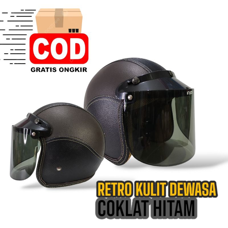 BOGO HELM BOGO CLASSIC SNI DEWASA PRIA DAN WANITA HELMET RETRO KLASIK KULIT SINTETIS FULL LEHER KULI