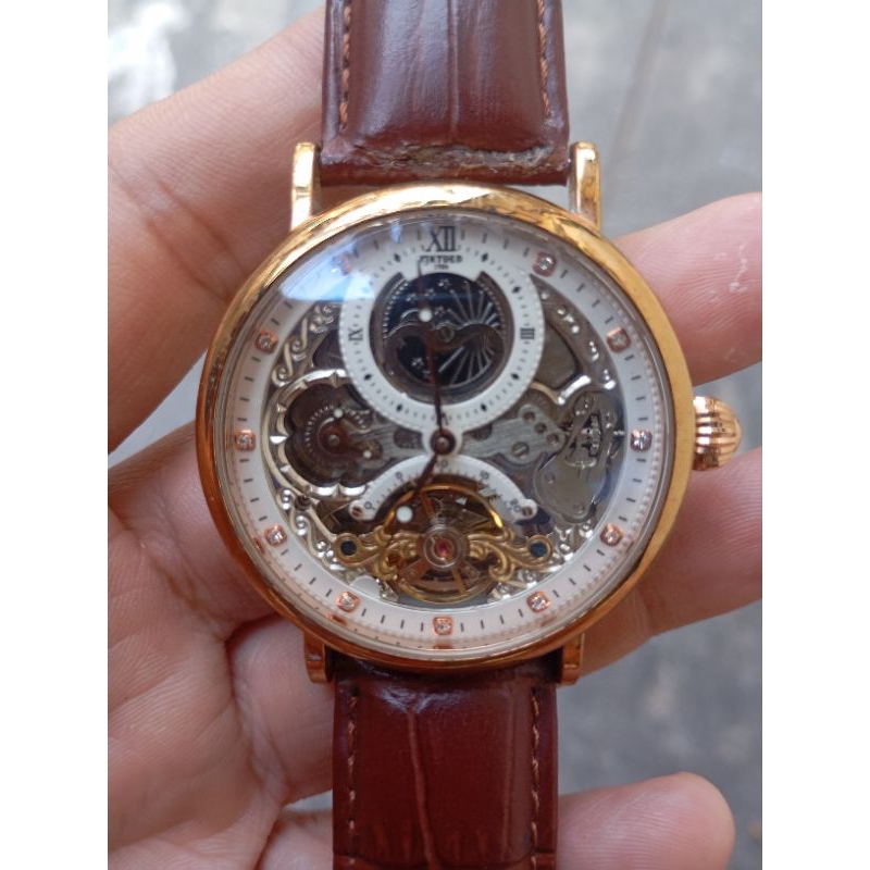 jam tangan kinyued automatic skeleton cakep second bekas ori