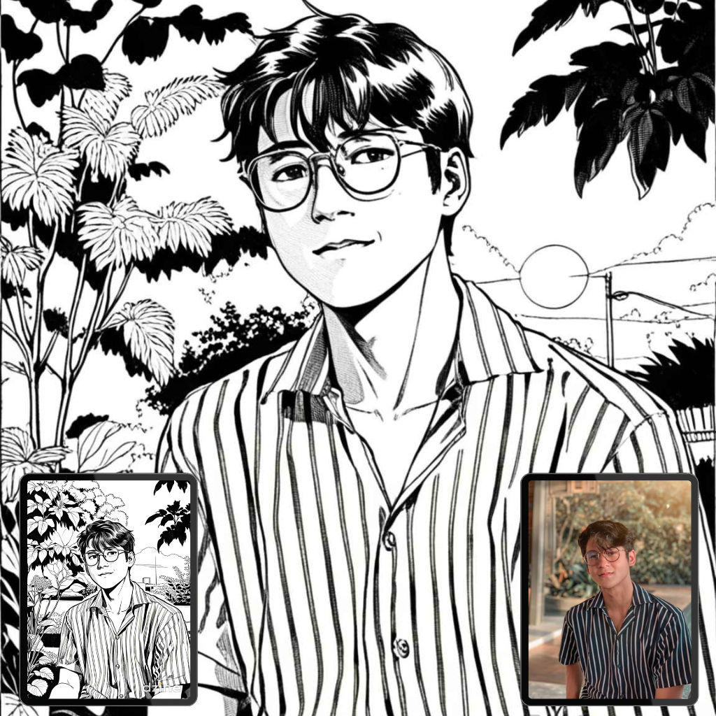 Jasa Desain Foto Style Manga AI Art | Simple Line Art |