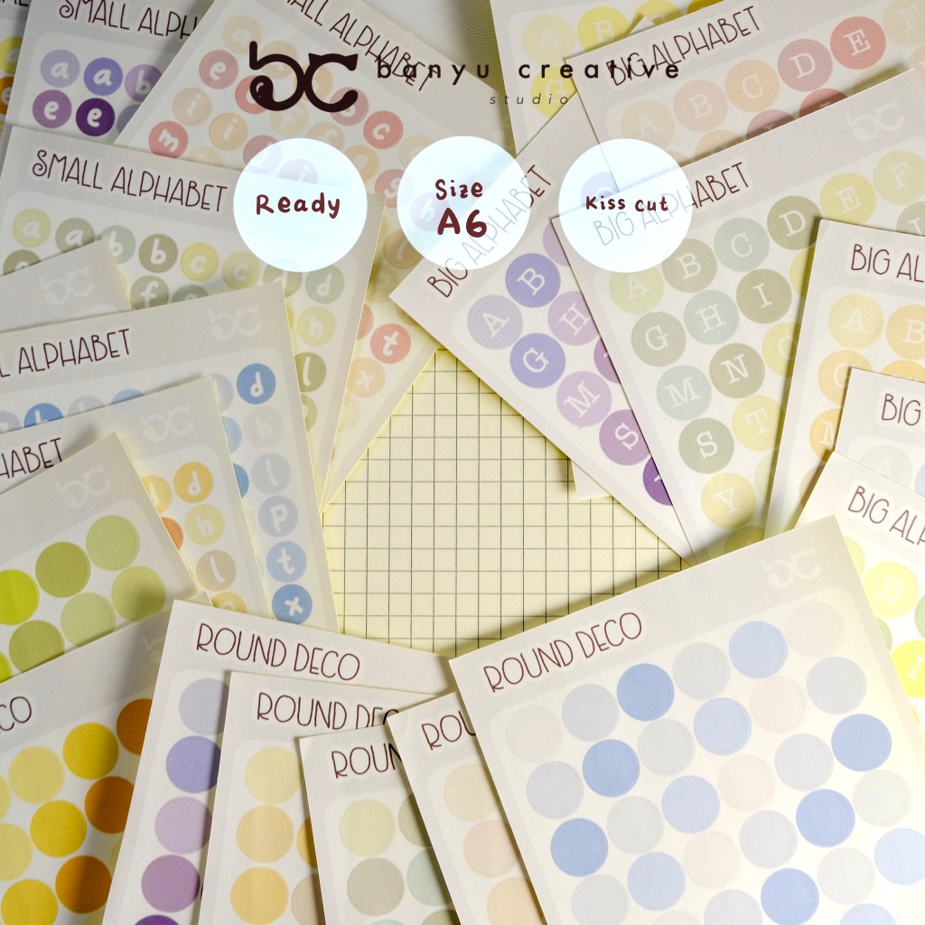 

Sticker journal scrapbook bulat | Polos bulat warna | stiker huruf siap pakai kiss cut