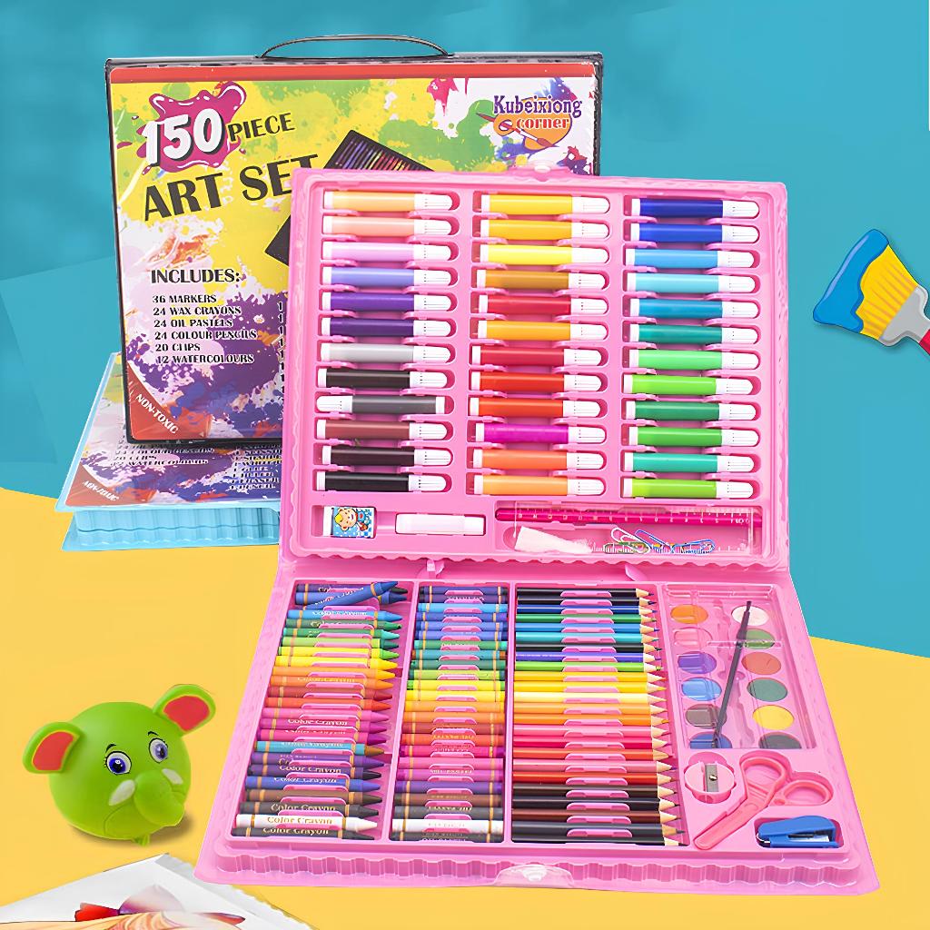 

mg Crayon set 150 PCS Super Mega Art Set Krayon Pastel Cat Lukis Anak Pensil Warna Art Set Peralatan