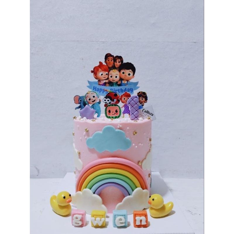 Cake Ultah Cocomelon D 16cm / Cake Ultah Cantik / Kue Ulang tahun Anak