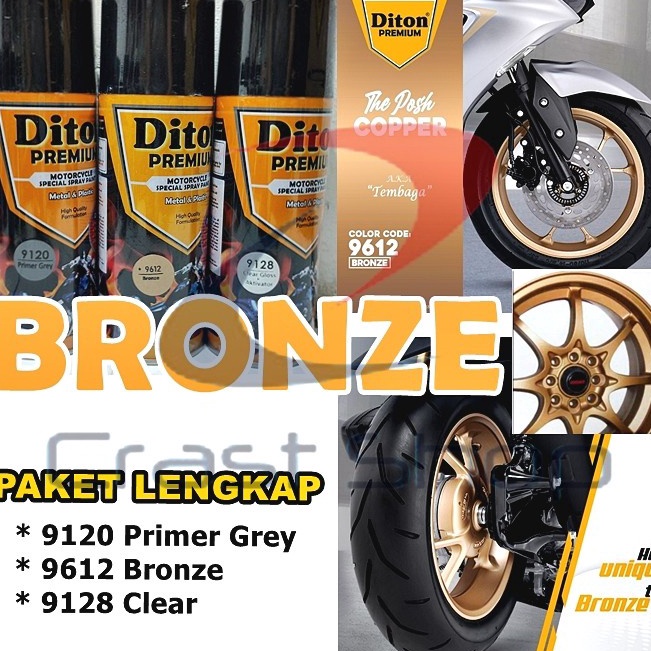 Model Terkeren  Paket Lengkap Cat Pilox Diton Premium 9612 Bronze Warna Tembaga 4cc Velg Mesin Seped