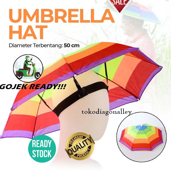 Special Quality  Payung Model Topi Umbrella Hat Anti Panas dan Hujan Topi Payung Caping Payung Murah