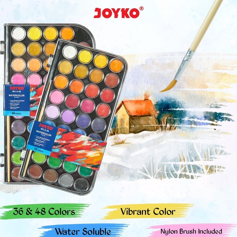 

Super Jaminan Joyko Watercolor Set Cat Air WC3 Isi 36 Warna