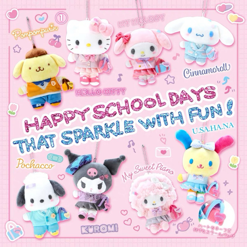 [BACA DESKRIPSI] PRE-ORDER Sanrio Japan 2024 Mascot Plush Happy School Day That Sparkle With Fun Edi