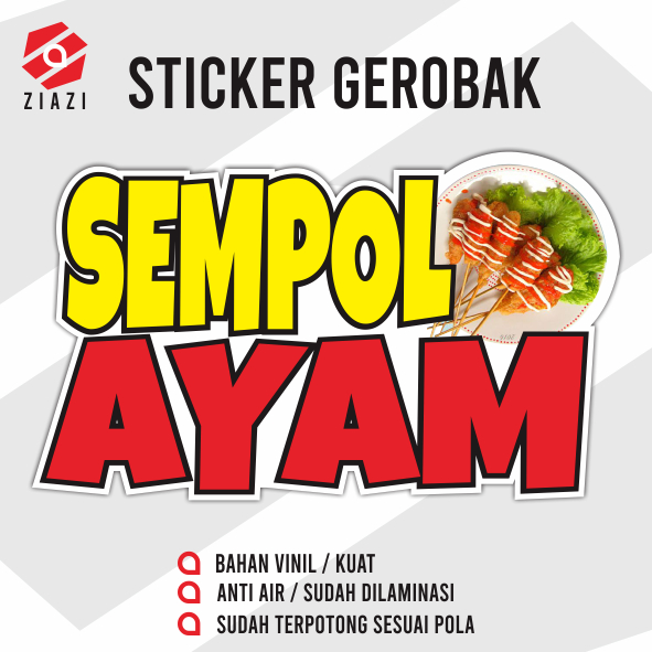 

Sticker Gerobak, Sticker Etalase, Sticker Kaca, Sticker Nama Usaha, Sticker Sempol Ayam, Sticker Full Colour, Sticker Custom, Sticker Vinil