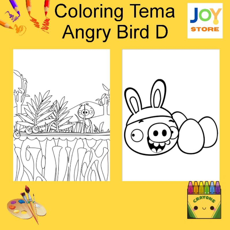 

Kertas Gambar Mewarnai ukuran A4 dan A5 150 gsm - Coloring Paper Tema Angry Bird D Toko Joy Store