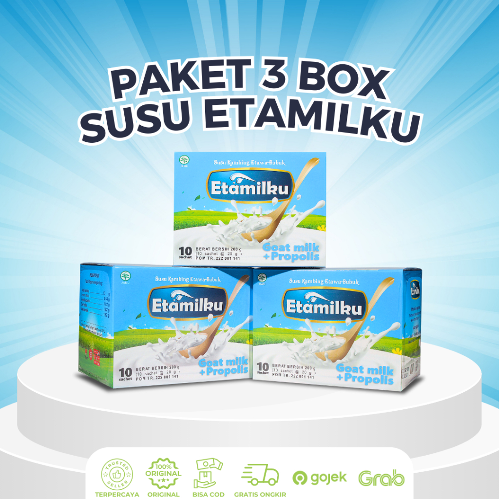 

PAKET 3 BOX SUSU ETAMILKU - Susu Etawa Plus Herbal - Atasi Masalah Pernafasan dan Nyeri Sendi