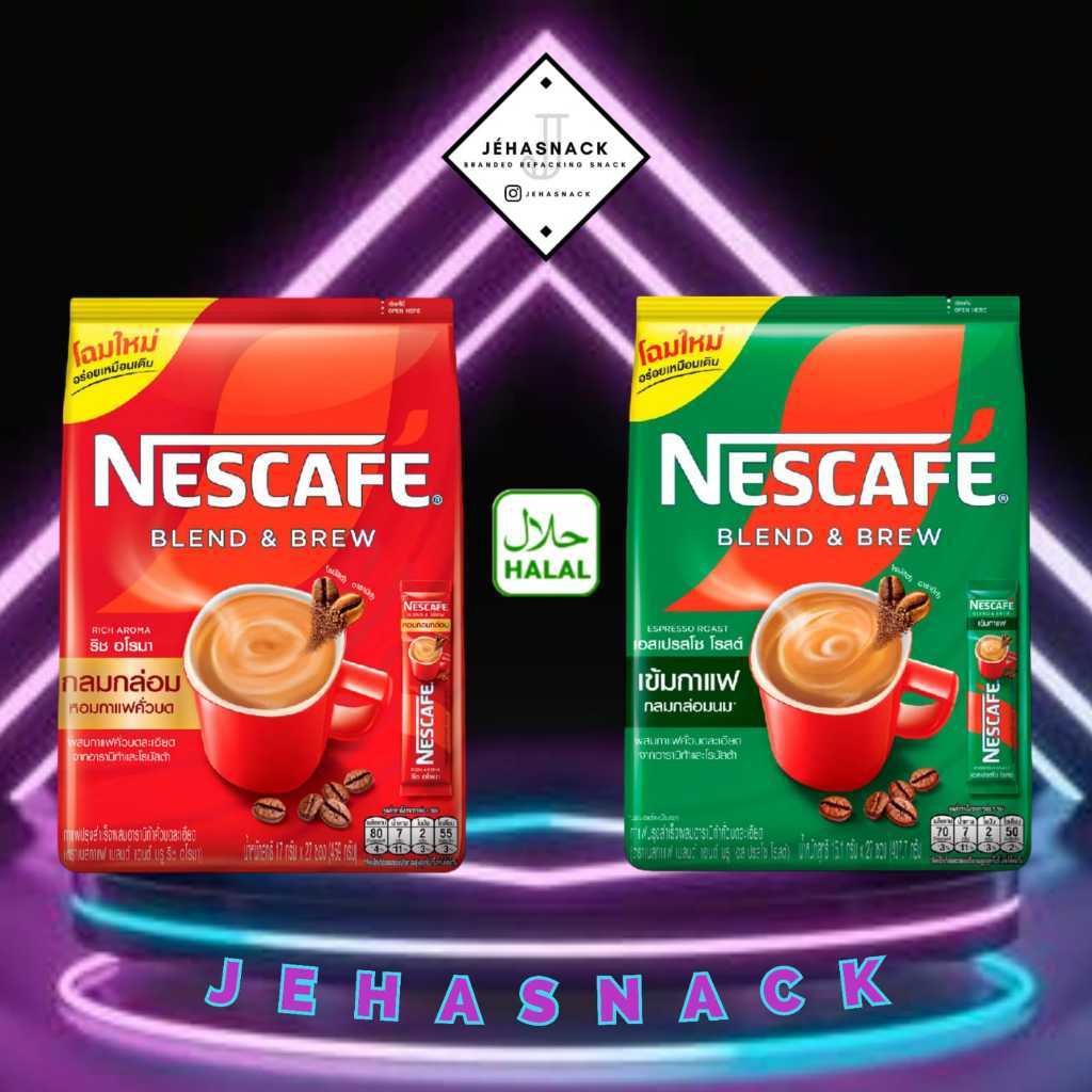 

[ KOPI INSTANT BKK ] Nescafe Coffee Blend & Brew HALAL 15gr x 27pcs ( Import Thailand - Bangkok )