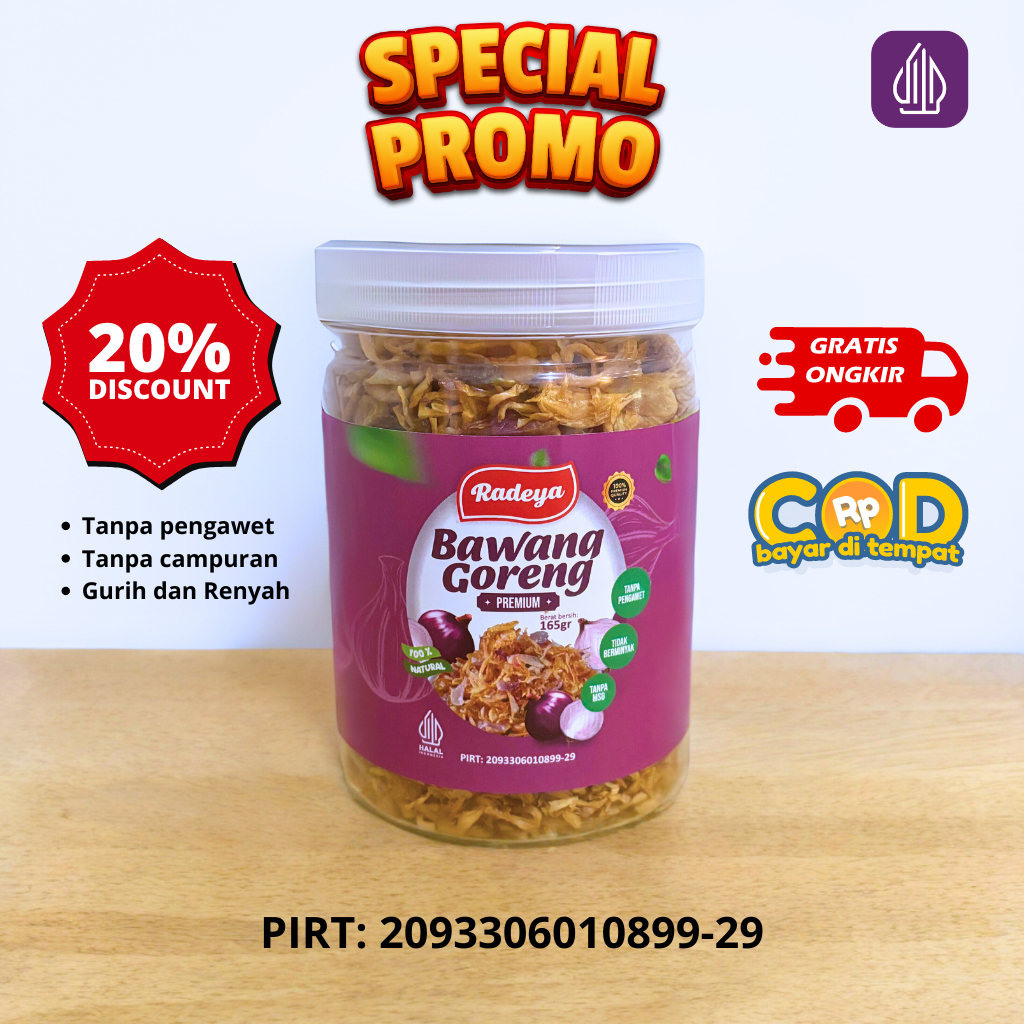 

Bawang Goreng Premium Radeya – Gurih, Renyah, Alami, Tanpa Pengawet, Tanpa Campuran