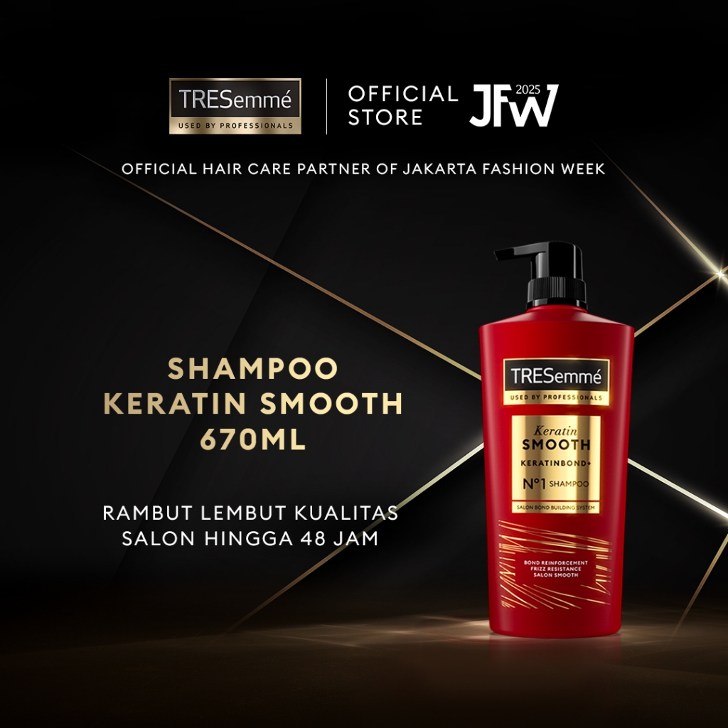 TRESEMME SHAMPOO KERATIN SMOOTH Rambut Lembut 48 Jam* with Hydrolyzed Keratin 670ML